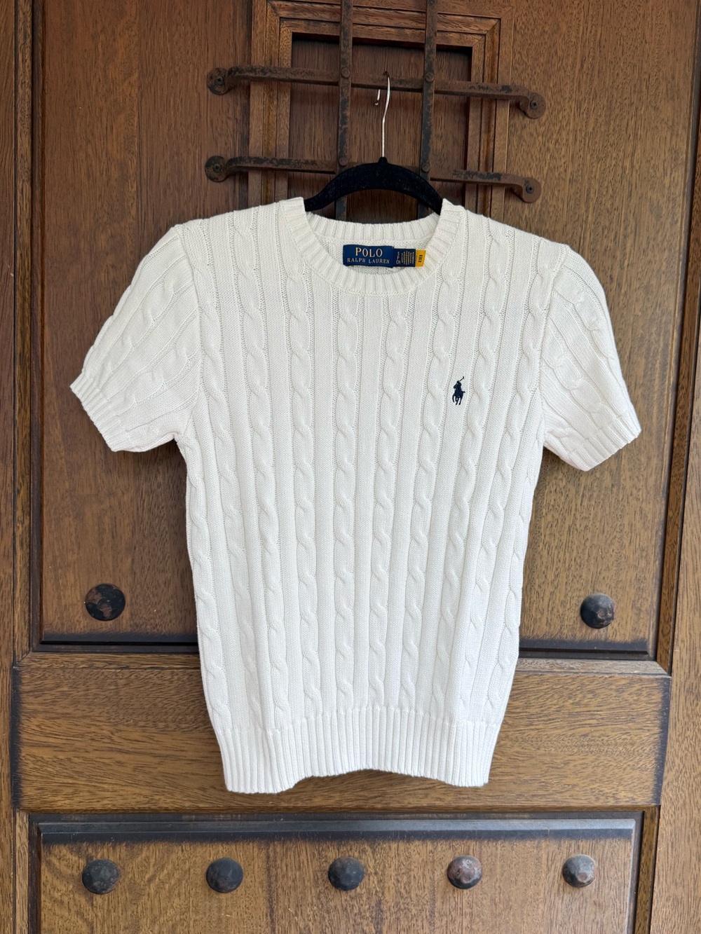 Ralph Lauren White Cable-Knit Crewneck Sweater Size S
